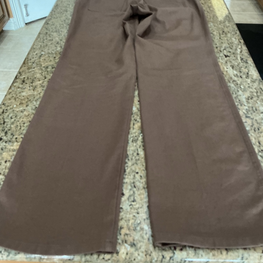 Escada Brown Pants with Gold Logo Plaque EU40Long - Picture 2 of 11